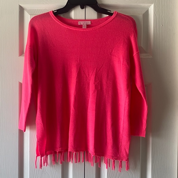 Lilly Pulitzer Mini Ramona Pink Fringe Sweater - Picture 3 of 7
